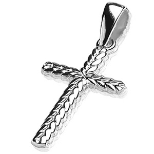 Pendentif Croix Chrétienne tressée en argent