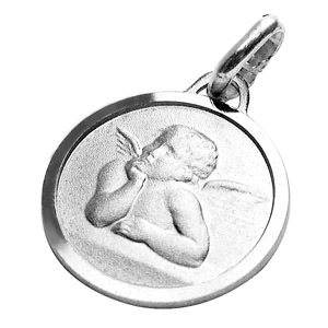 Pendentif Médaille Ange ronde en argent