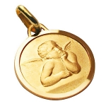 Pendentif Médaille Ange ronde plaqué or