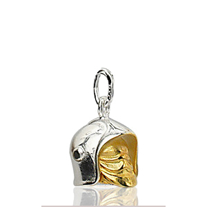 Pendentif Casque de pompier visière amovible en argent rhodié - petit modèle