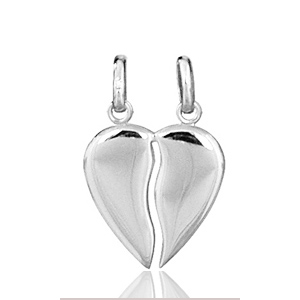 Pendentif Coeur à partager en argent rhodié