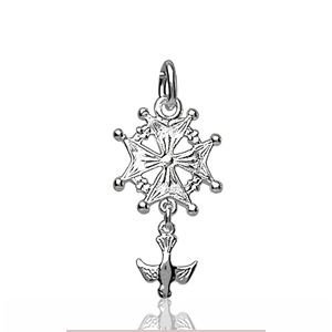 Pendentif Croix Huguenote en argent - modèle femme