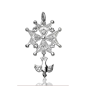 Pendentif Croix Huguenote en argent - modèle homme