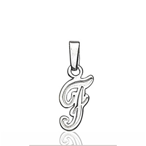 Pendentif lettre " F " en argent - lettrine anglaise