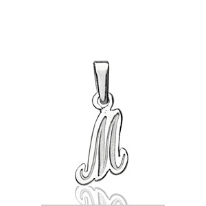 Pendentif lettre " M " en argent - lettrine anglaise