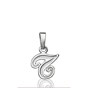 Pendentif lettre " T " en argent - lettrine anglaise