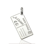 Pendentif Carte postale " Je t'aime " en argent