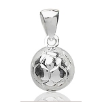 Pendentif Ballon de foot en argent rhodié - grand modèle