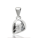 Pendentif Casque moto de course en argent