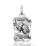 Pendentif zodiaque parchemin Gemeaux en argent