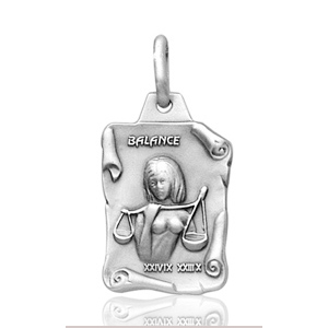 Pendentif zodiaque parchemin Balance en argent