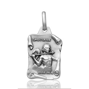 Pendentif zodiaque parchemin Sagittaire en argent