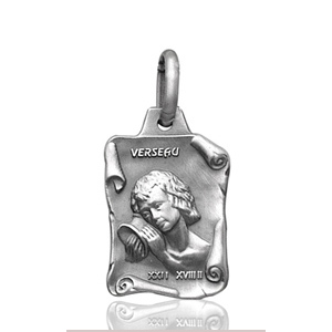 Pendentif zodiaque parchemin Verseau en argent