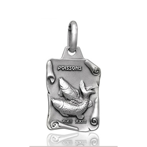 Pendentif zodiaque parchemin Poisson en argent