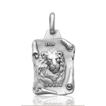 Pendentif zodiaque parchemin Lion en argent