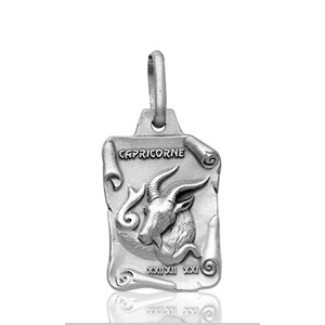 Pendentif zodiaque parchemin Capricorne en argent