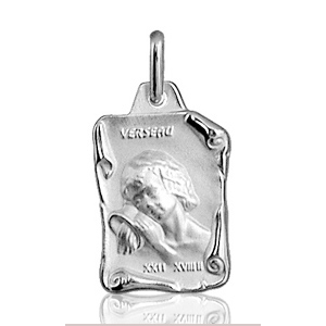 Pendentif zodiaque parchemin Verseau en argent brillant