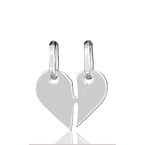 Pendentif Coeur à partager à graver en argent - petit modèle