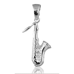 Pendentif Saxophone en argent rhodié