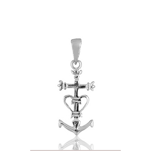 Pendentif Croix Cathare en argent rhodié - petit modèle