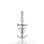 Pendentif Croix Cathare en argent rhodié - petit modèle