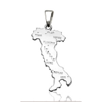 Pendentif Italie en argent rhodié - grand modèle