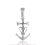 Pendentif Croix Cathare en argent rhodié - modèle moyen