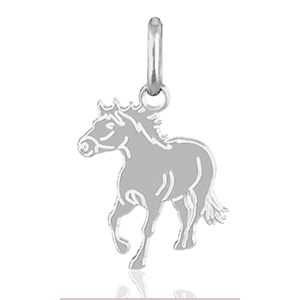 Pendentif Cheval au galop en argent rhodié