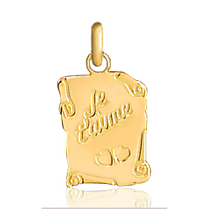 Pendentif Parchemin " Je t'aime " plaqué or