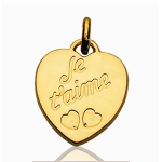 Pendentif Coeur " Je t'aime " plaqué or