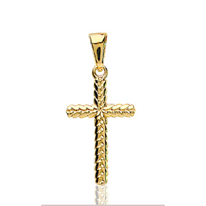 Pendentif Croix Chrétienne tressée plaqué or