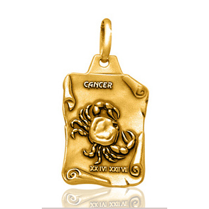 Pendentif zodiaque parchemin Cancer plaqué or