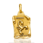 Pendentif zodiaque parchemin Scorpion plaqué or