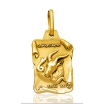 Pendentif zodiaque parchemin Capricorne plaqué or