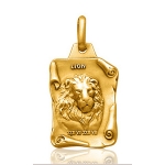 Pendentif zodiaque parchemin Lion plaqué or