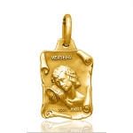 Pendentif zodiaque parchemin Verseau plaqué or