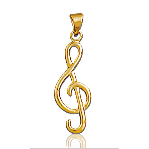 Pendentif Clé de sol plaqué or