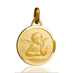 Pendentif Médaille Ange ronde plaqué or