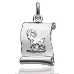 Pendentif zodiaque parchemin Bélier en argent rhodié