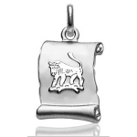 Pendentif zodiaque parchemin Taureau en argent