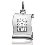 Pendentif zodiaque parchemin Gémeaux en argent