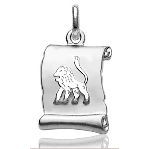 Pendentif zodiaque parchemin Lion en argent