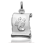 Pendentif zodiaque parchemin Scorpion en argent