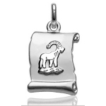 Pendentif zodiaque parchemin Capricorne en argent