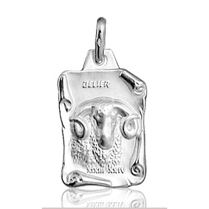 Pendentif zodiaque parchemin Bélier en argent brillant