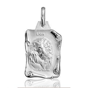 Pendentif zodiaque parchemin Lion en argent brillant