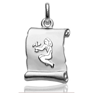 Pendentif zodiaque parchemin Vierge en argent