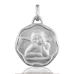 Pendentif Médaille Ange cachet en argent rhodié