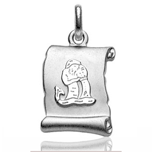 Pendentif zodiaque parchemin Verseau en argent