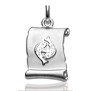 Pendentif zodiaque parchemin Poisson en argent